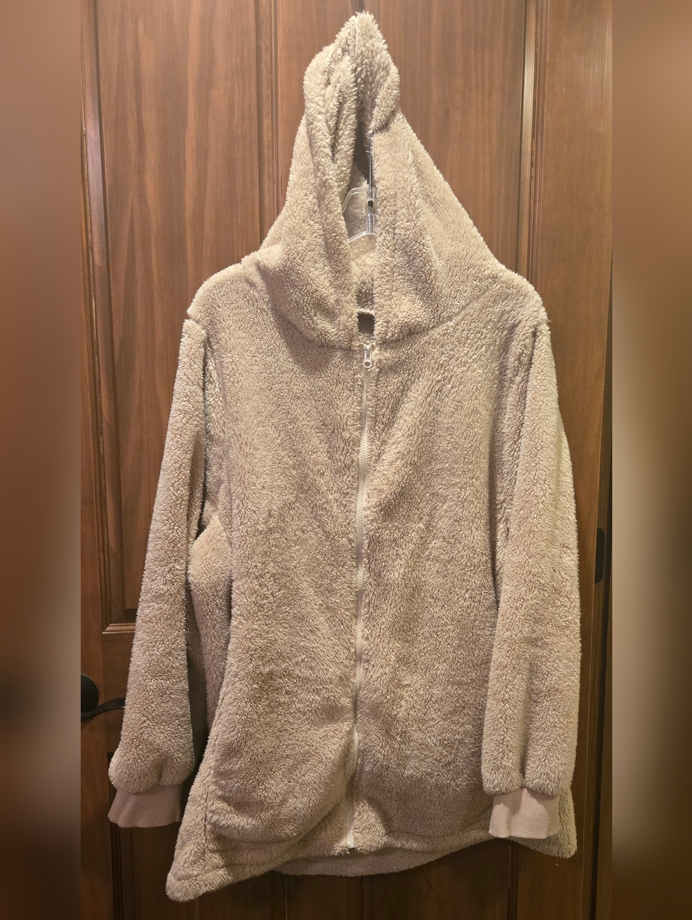 Cozy Hooded Teddy Jacket - Cream